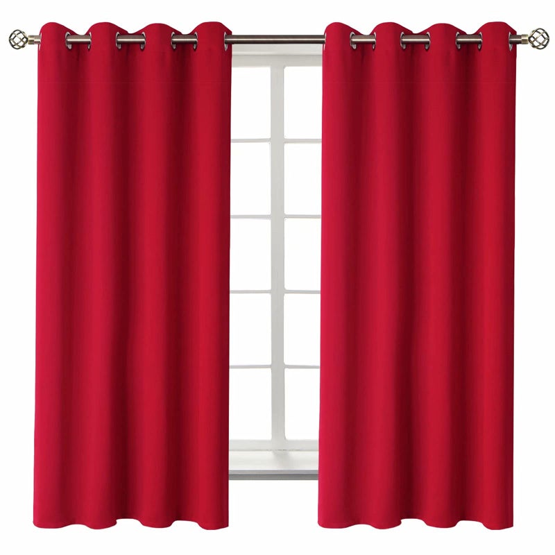 BGment Room Darkening Curtains 63 Inches Long - Grommet Thermal Insulated Drapes Window Treatment Curtains for Bedroom, 2 Panels, 52 x 63 Inch, Red - Image 1